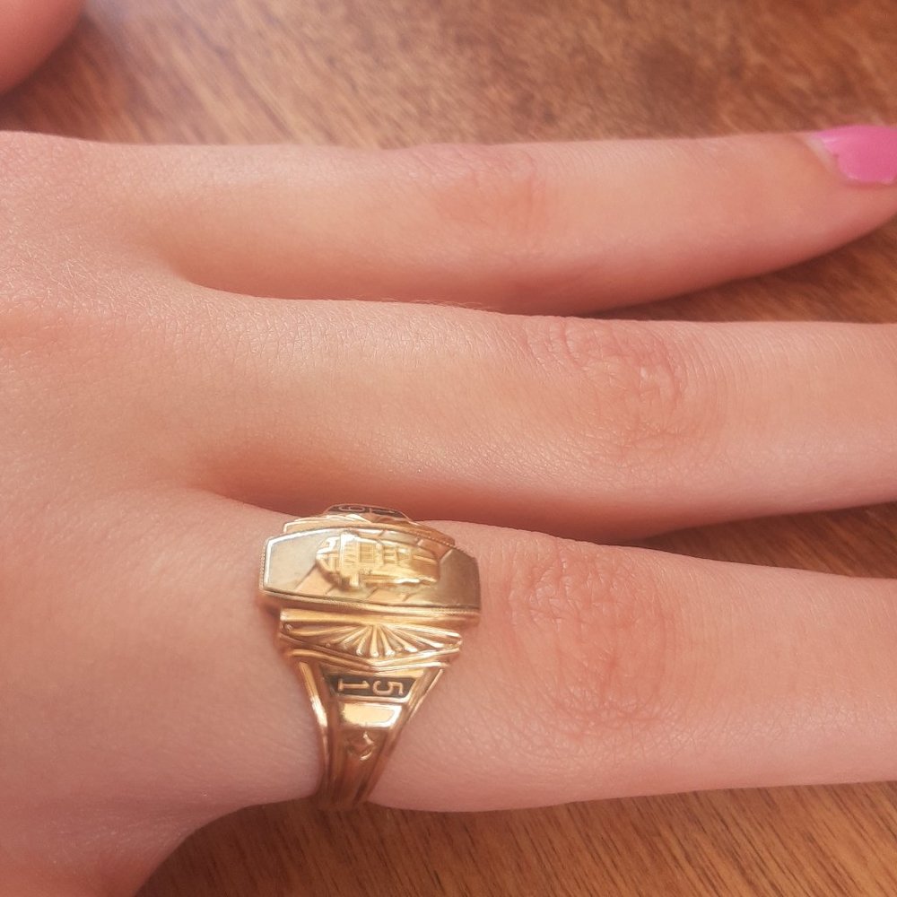 Vintage 10K YG Art Deco Class Ring